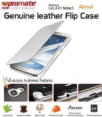 Promate White Aknol Elegant Book Style Leather Case