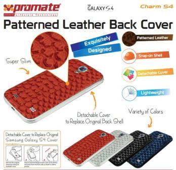 Promate Grey Charm.S4 Premium Leather Back Cover
