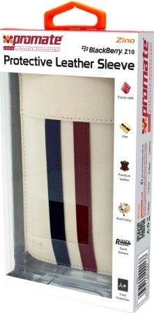 Promate White Zino BlackBerry Z10 Protective Leather Sleeve