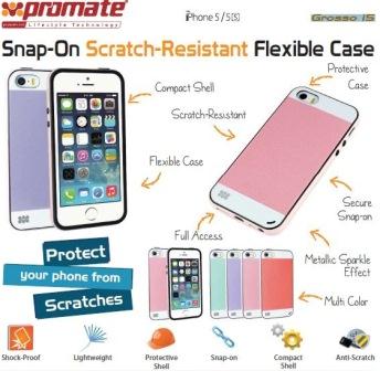 Promate Green Grosso i5 Striped FlexiGrip Snap Case